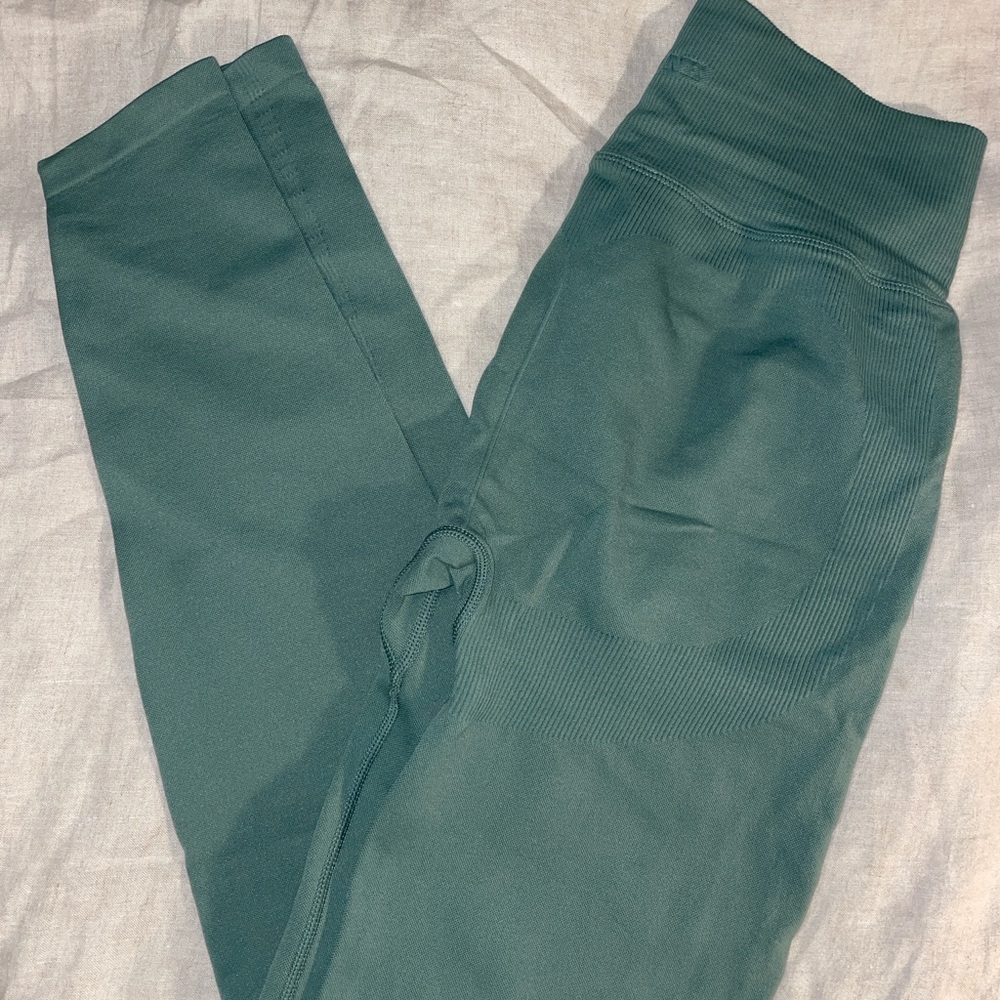 PINK Women's High-Waisted Seamless  Leggings Small color green